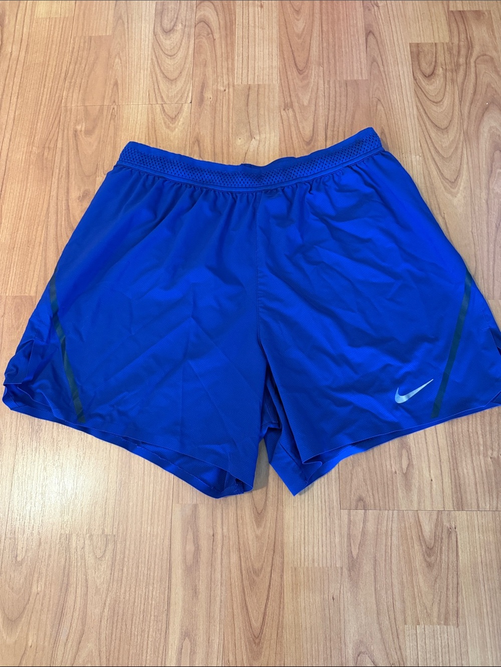 Nike Men’s Royal Blue Athletic Running Shorts with Silver Swoosh